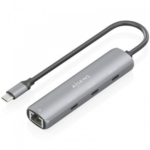 h2Hub USB Tipo C Aisens ASUC 4P041 GR h2pConversor USB C a Gigabit ethernet 3xUSB C 5G La solucion mas rapida de USB 31 Gen1 a 