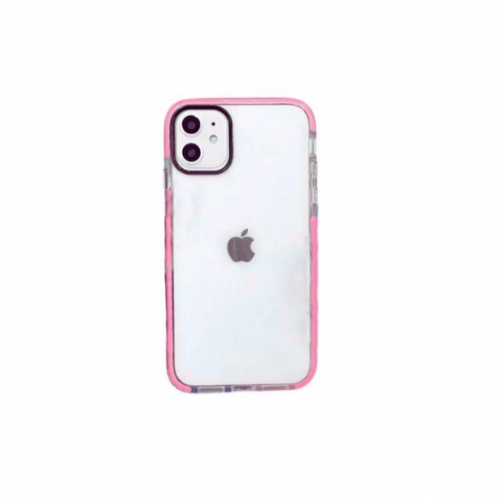 FUNDA QCHARX TRANSPARENTE IPHONE 16E ROSA
