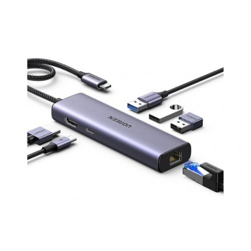 HUB UGREEN 6EN1 USB C A HDMI 3XUSB A RJ45 PD