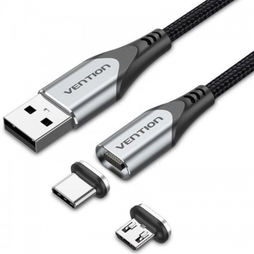 p ph2Vention Cable USB A 20 a 2 en 1 Micro BUSB C 5A  h2pMagnetico algodon trenzado span style background color initial CQMHD  