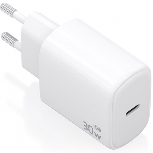 h2AISENS CARGADOR GaN 30W 1xUSB C PD30 BLANCO h2divpCargador GaN USB C de 30W disenado para cargar portatiles telefonos moviles