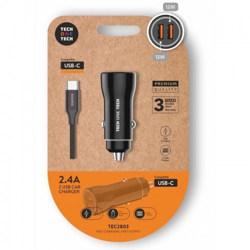 h2Cargador de Coche Tech One Tech TEC2803 h2divpCargador universal de mechero de coche compatible con Apple Android Con cable U