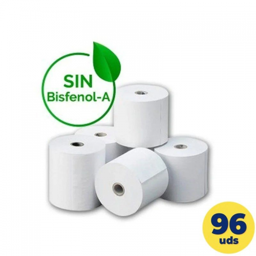 pbCaja de 96 rollos papel termico BPA free libre de bisfenol A 80 x 55mm  b pp12 paquetes de 8 unidades cada uno 96 rollos en t