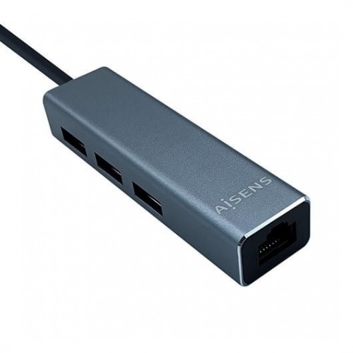 HUB 3 PUERTOS USB 32 RJ 45 AISENS TYPE C GRIS